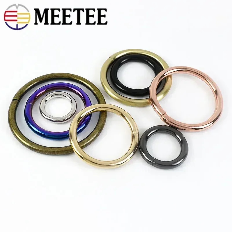 Meetee 6mmX200Pcs 13-50mmX20Pcs Metal O forma anillo hebilla círculo conexión gancho DIY bolsa Correa cinturón Collar de perro piezas Accesorios