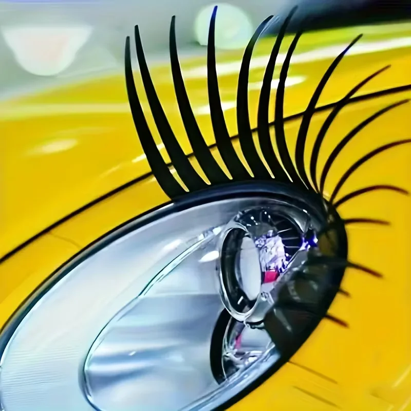 قطعتان من ملصقات رموش السيارة اللطيفة، رموش صناعية، تستخدم للمصابيح الأمامية، تزيين السيارة في العطلات، جميع السيارات #4