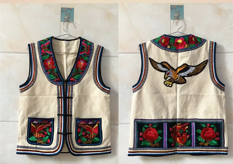 Chinese Folk Vest Men Summer Tops Embroidery Ethnic Dance Tradition YI