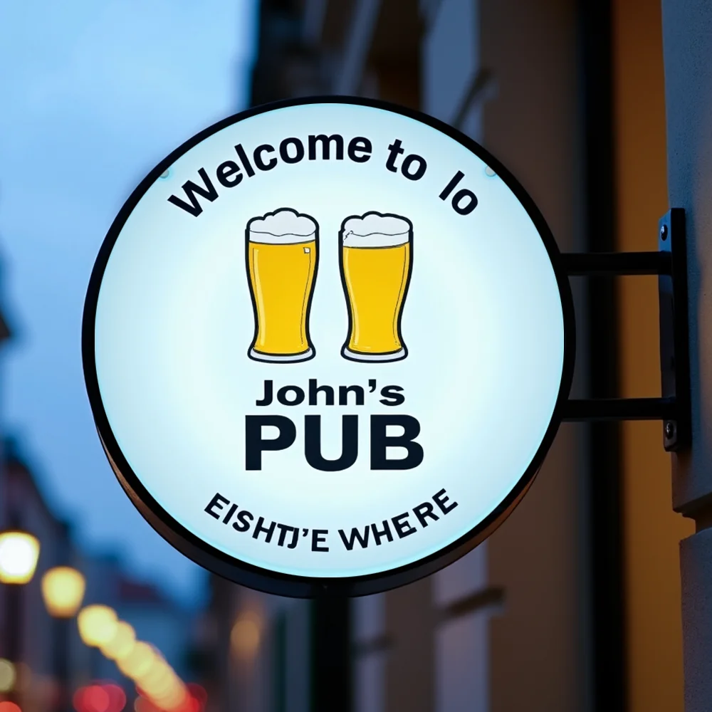 Akrylowa podświetlana tablica reklamowa LED z podwójnym oświetleniem, do użytku zewnętrznego, na zamówienie, do barów, firmej, dwustronna.