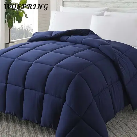 WQSPRING Soft Down Duvet All Season Hypoallergenic Breathable Comforter with Corner Tabs Lightweight Hotel Bedding