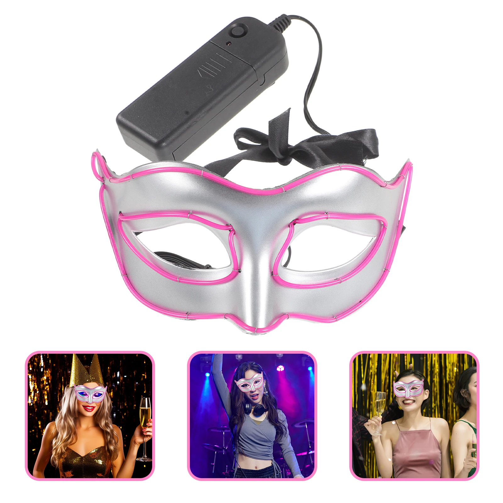 

Glowing Half For Party Cosplay Unisex Luminous Mask Reusable Plastic Masquerade Dance Costume Mask Light In Dark Lightweight