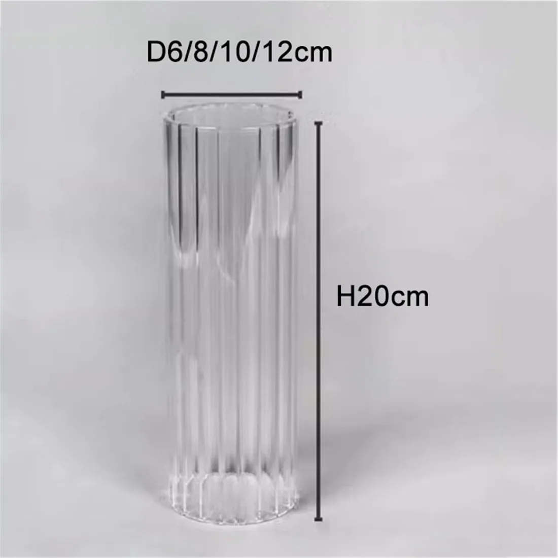 Hurricane Ribbed Glass Shade for Candlestick,Bottomless Clear Cylinder Taper Candle Cover for Outdoor Table Centerpiece Decor