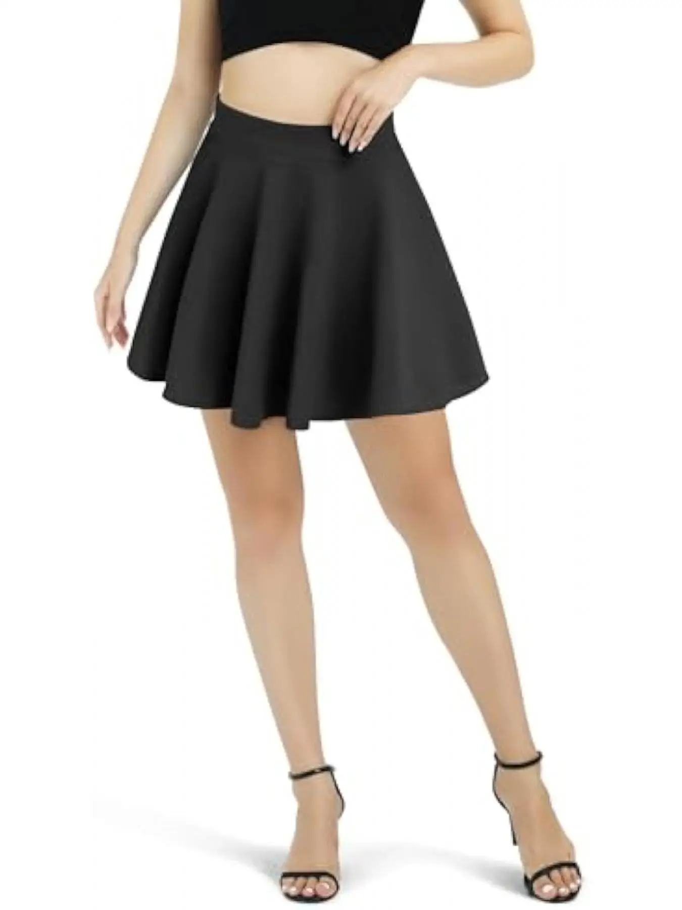 Neuer modischer, einfarbiger, lässiger, bequemer High-Waist-Rock für Damen, Mini-Faltenrock – Detail 3