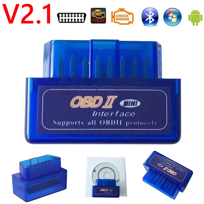 Escáner ELM327 V2.1 OBD2 para iOS, Android, lector de código OBDII compatible con Bluetooth, herramienta de diagnóstico de coche, Detector de fallos del motor