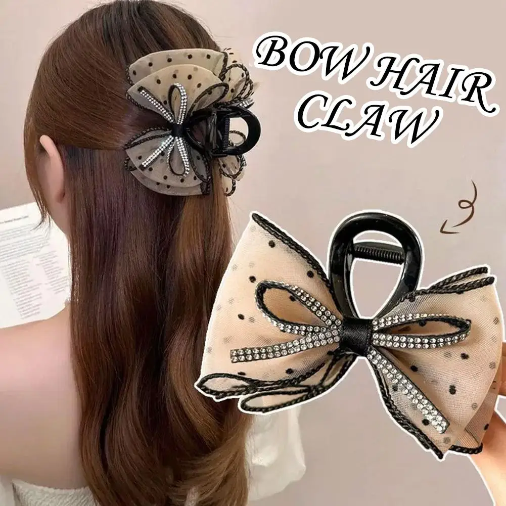 Haarspange mit Schleife, gepunktetes Netz, Blasenstruktur, hochwertiges Greifen, leicht, sichere Passform für Hochzeit, Party, Datum