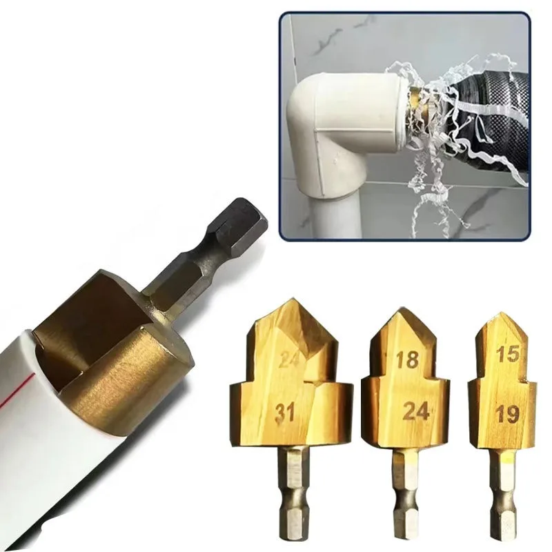 3Pcs PPR Lifting,Stepped Drill Bit,Hexagon Shank Water Pipe Connection Tool 20/25/32mm,Full Open Process