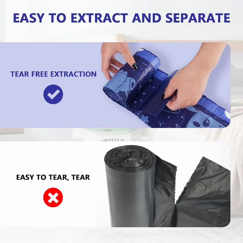 30Pcs/Roll 8 Gallon Drawstring Trash BagsSuper Thick Heavy Duty Cute Cow Print Colored Portable Garbage Bags Medium Waste Bins