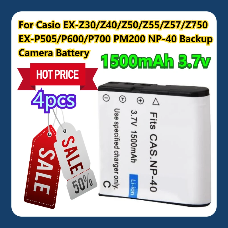 

For Casio EX-Z30/Z40/Z50/Z55/Z57/Z750 EX-P505/P600/P700 PM200 1500mAh NP-40 Backup Camera Battery