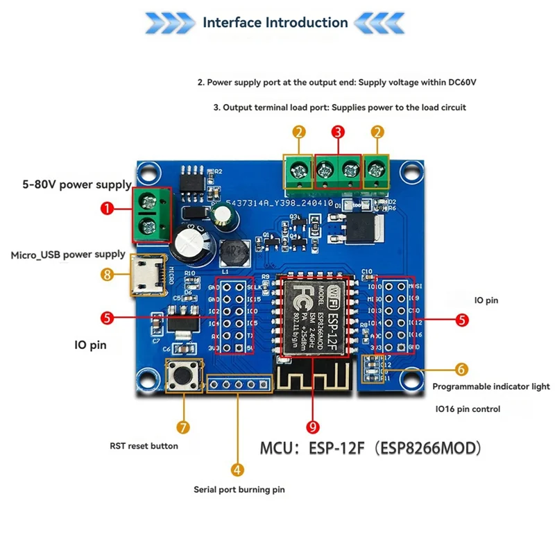 

M18K-ESP8266 WIFI однореленый модуль управления MOS-переключателем ESP-12F макетная плата DC 5-80 В ВХОД