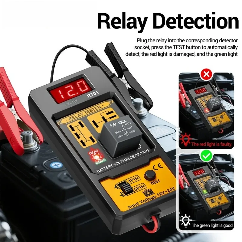 Hot Sales Brake Fluid Tester Handheld Oil Digital Display Screen Audible/Visual Alarm BF01+RT01 Digital Relay Detection Test Kit