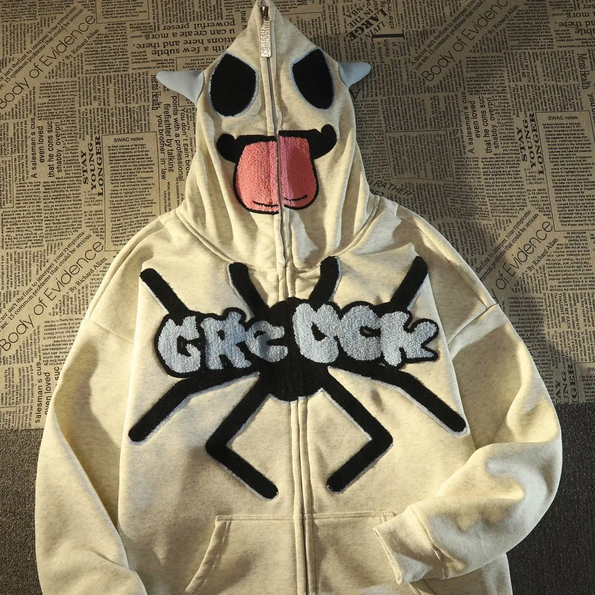 

Кардиган-паук American Tail с толстой флисовой толстовкой и свободной курткой с капюшоном, зимняя одежда в стиле Харадзюку, женская одежда