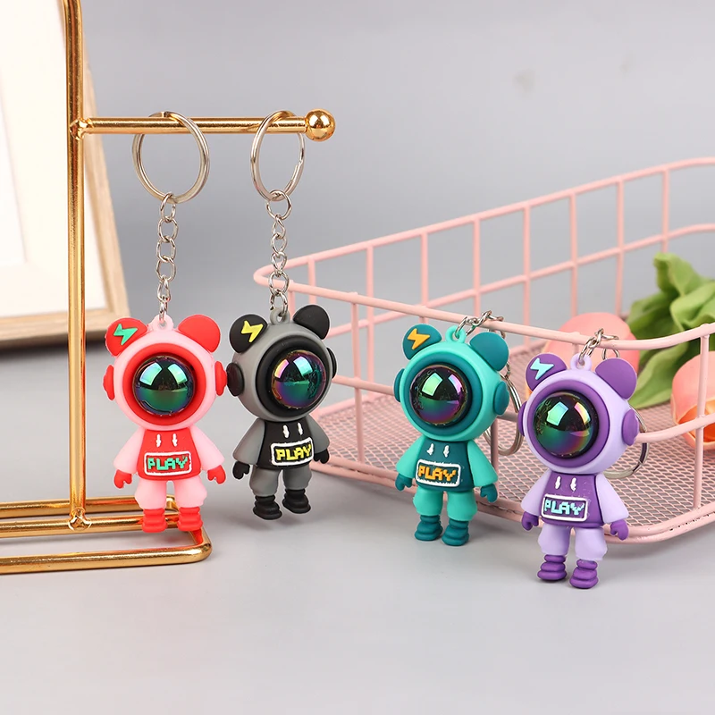 1PC Jewelry Accessories Gifts Cartoon Lightning Bear Keychain Astronaut Violent Bear Rabbit Doll Car Backpack Decorations