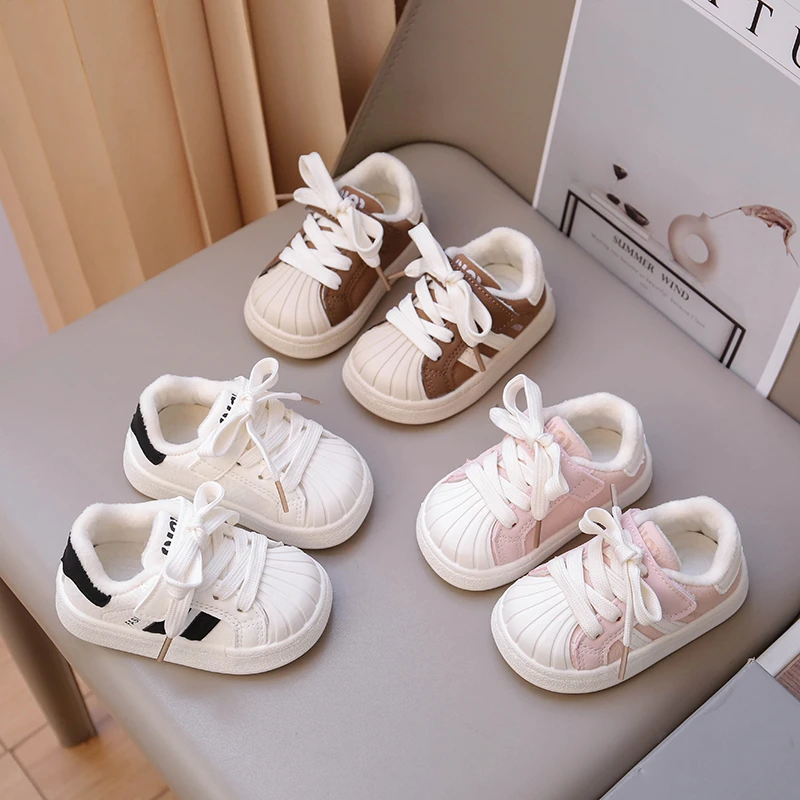 Toddle Kids Walking Shoes Toes Capped Suede Warm Cute Boys Girls Running Shoes Soft 2026 Winter New Baby Casual Shoes Non-slip