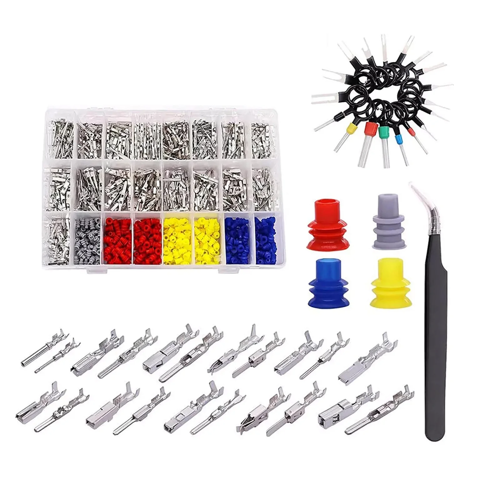 755Pcs Car Connector Pins Terminal Kit 1-3.5mm Auto Waterproof Electrical Wire Connector Pin Kit With Box Set For 12V Connectors