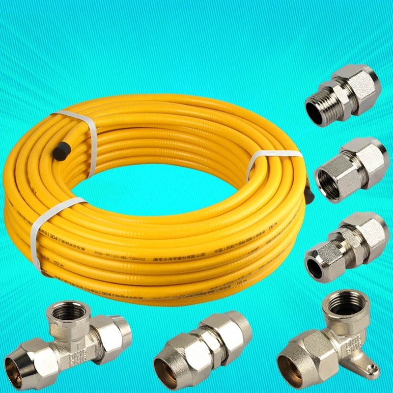 Corrugated metal hose buried pipe wall wave-free joint 304 stainless steel gas natural gas pipe can be buried