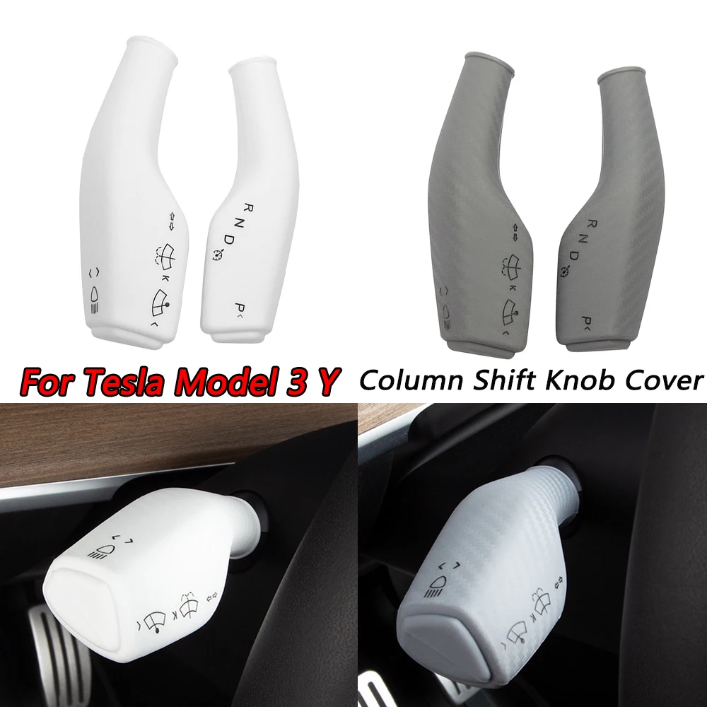 

2pcs Steering Wheel Whift Protection Cover For Tesla Model 3 Y Column Gear Shift Cover Car Wiper Steering Lever Cover