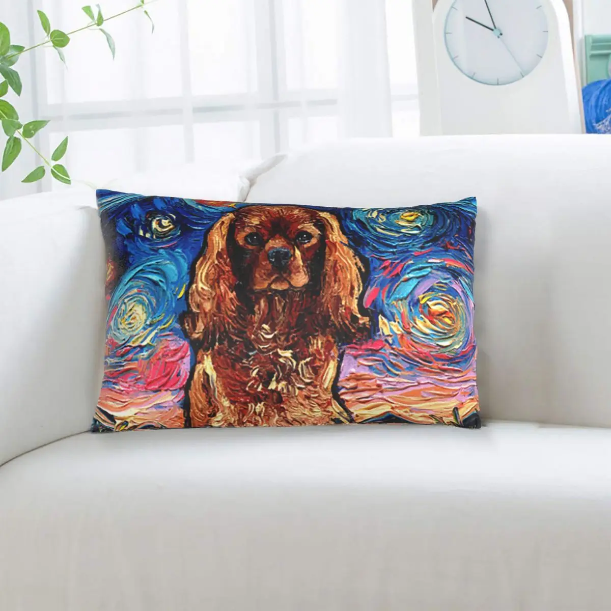 Ruby Dog Cavalier King Charles Spaniel Night Rectangle Pillowcase Cushion Cover Decor Bedroom Bed Home Comfort Throw Pillow