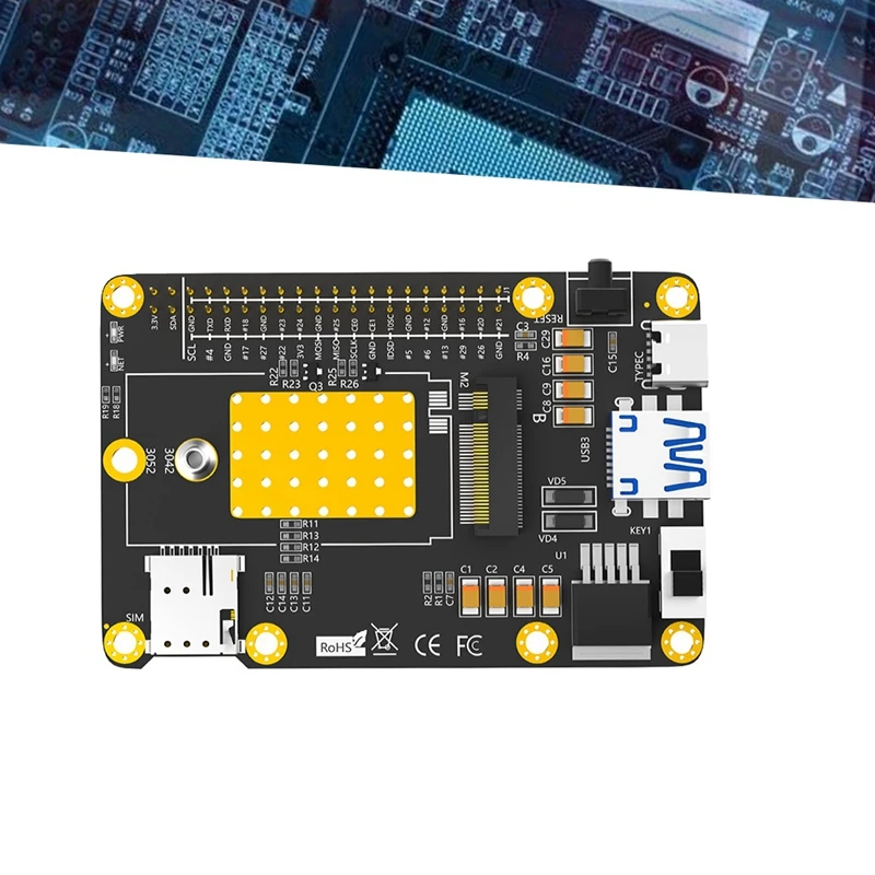 База 4G/5G HAT M.2 B Key To USB3.0 Карта расширения со слотом для SIM-карты для Raspberry Pi 5 для RM500Q RM500U GM800 SIM8200