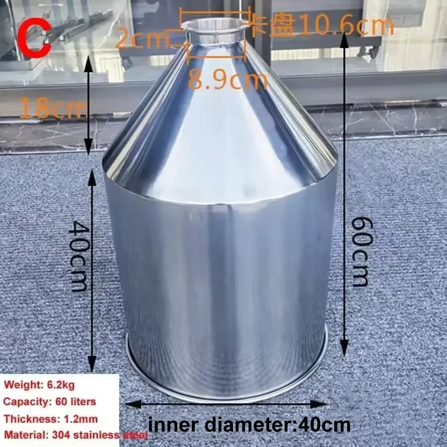 

Thick 304 Stainless Steel Funnel Paste Liquid Cylinder Filling Machine Food Machinery Hopper 40cm Diameter Capacity 60 Litres