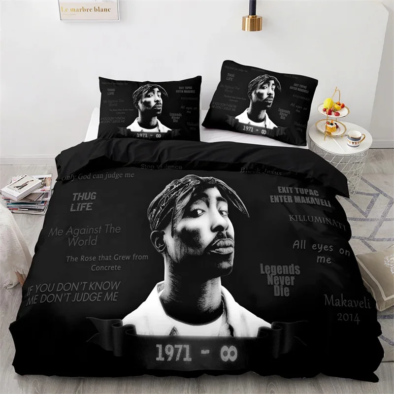 3D Printed Tupac Shakur Rapper 2Pac Bedding Set Boys Girls Twin Queen Size Duvet Cover Pillowcase Bed Kids Adult