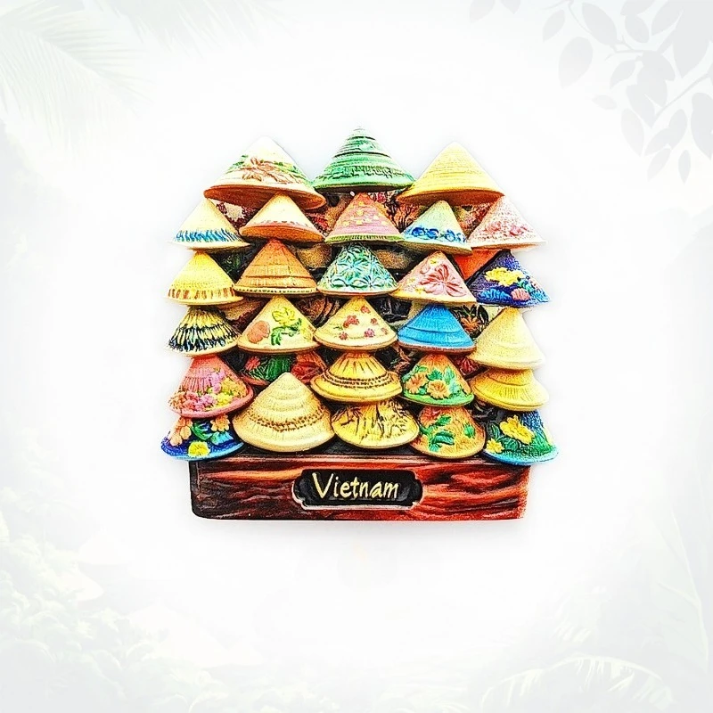 Vietnamese Conical Hat Fridge Magnet - 3D Handcrafted Souvenir Rice Field Inspired Decor Unique Asia Gift