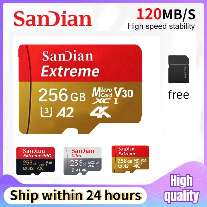 SanDian V60 Memory Card 256GB 128GB Class 10 A2 TF Card Mini SD Card 64G A2 U3 Micro Card High Speed Flash Card For Phone Cam PC