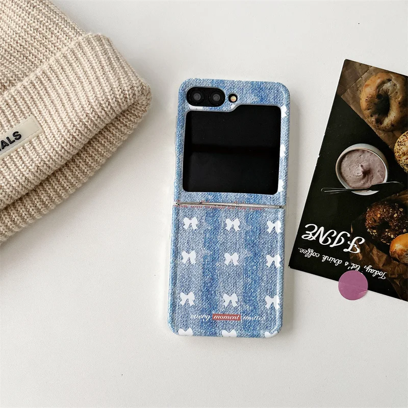 Funda de teléfono para Samsung Galaxy Z Flip 6 5 4 3 pulsera con bonito lazo borde recto funda a prueba de golpes para Samsung Z Flip6 ZFlip6