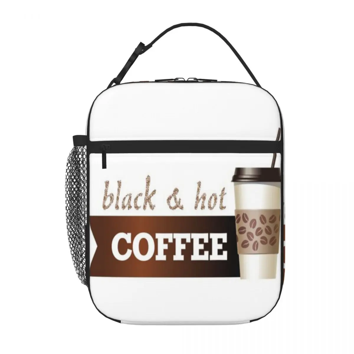 Hot Sale Lebls Coffee Stylish Outline Foldable Lunch Bag Daycare Meal Food Storage Bag