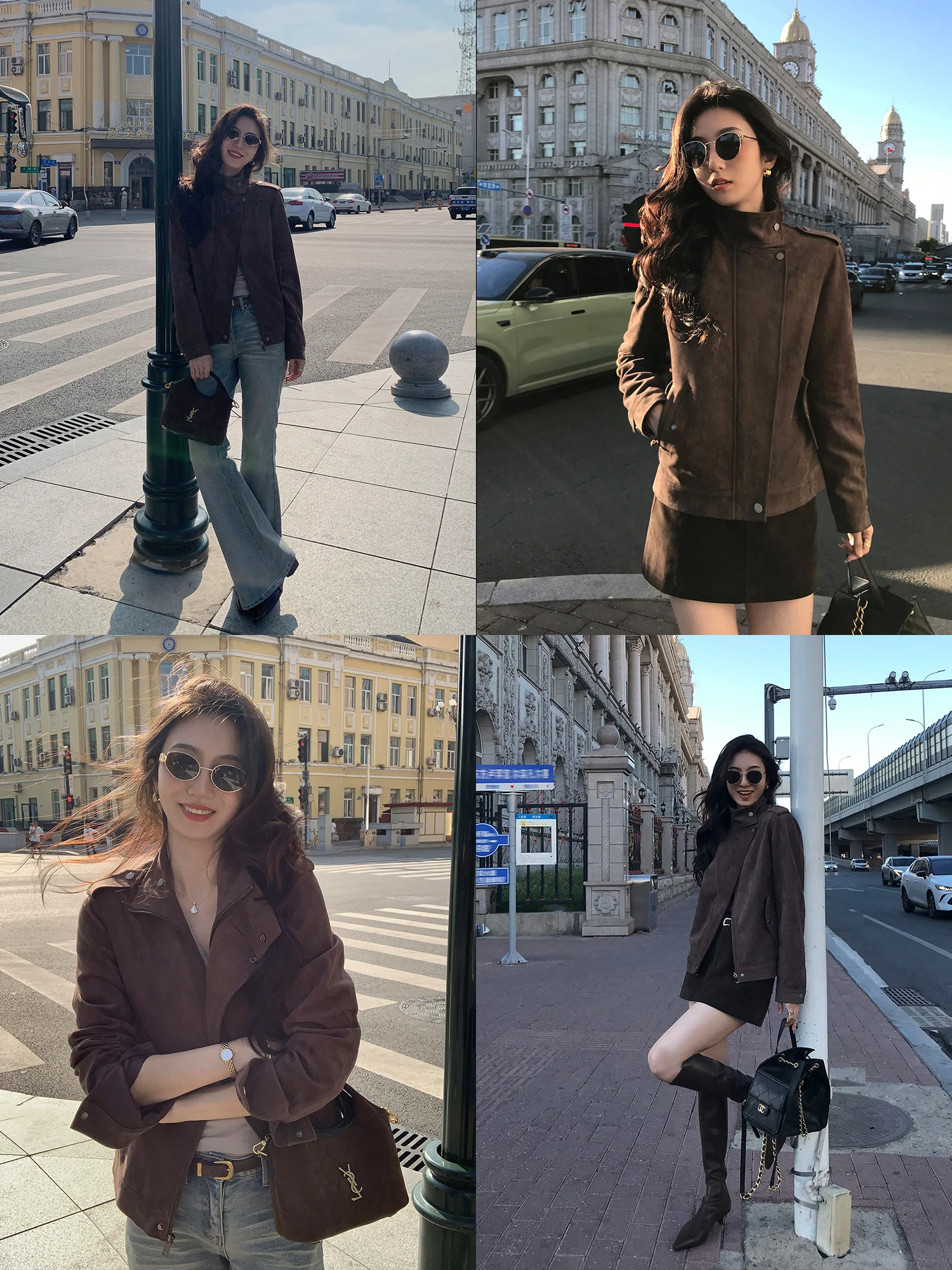 Mulvan Cool Sassy Casaco feminino de couro PU Jaet ort Biker Sle camurça veludo solto ajuste longo com fecho de zíper