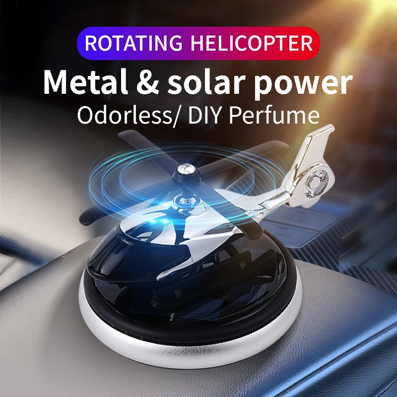 DIY perfumy bezwonne ozdoby samochodowe zasilane energią słoneczną obrotowy helikopter odświeżacz powietrza akcesoria dekoracyjne dyfuzor zapachowy mężczyźni