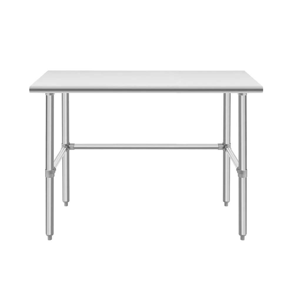 Open Base Stainless Steel Table 24 x 48 Inches, NSF Commercial Heavy Duty Prep & Work Table with Galvanized Legs for Restaurant