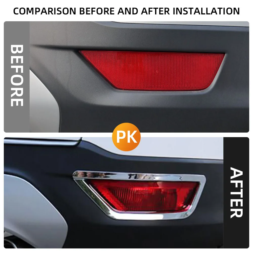 For Ford Kuga Escape 2013 - 2019 Rear Fog Light Frame Back Fog Lamp Decoration Sticker Cover Trim Styling Accessories
