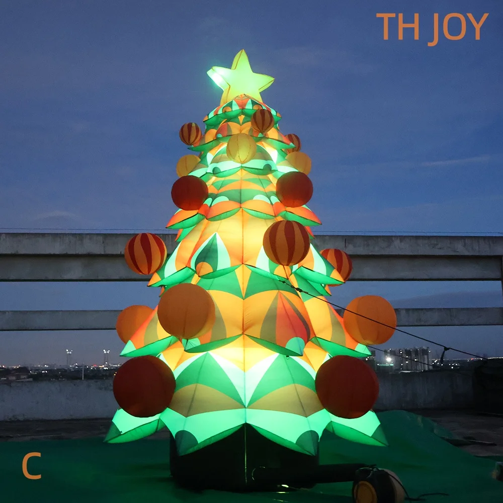 Envío aéreo rápido a puerta, decoraciones festivas, centro comercial, árbol de Navidad inflable con luz LED, globo gigante de árbol X mas