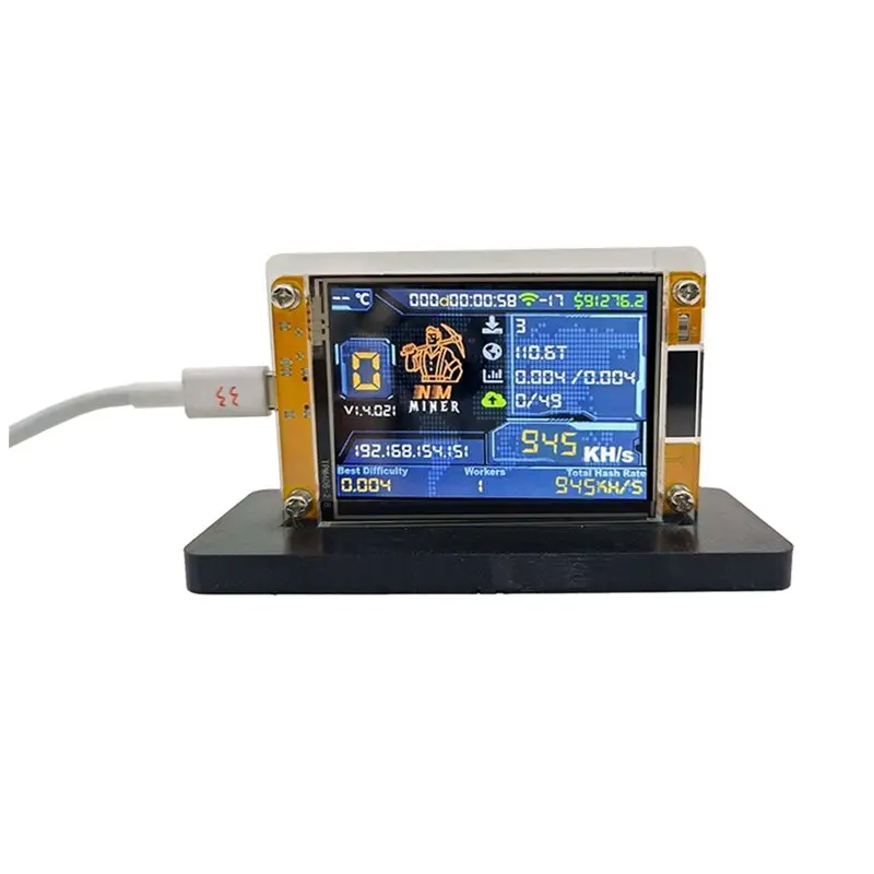 

Bitcoin Smart Display 2.8 Inch Bracket Included Upgraded 950KH/S Harshrate Nmminer Nerdminer Nerd Miner Crypto Solo Miner-L94A