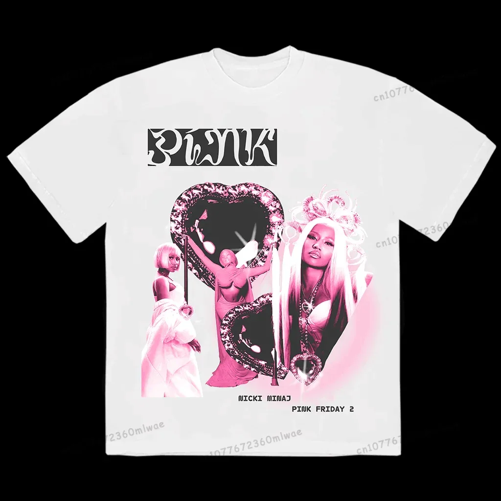 Nicki Minaj Pink Friday 2 Peripheral Graphic T-shirt Men Women Hip Hop Short Sleeve T-shirt Street Fashion Gift Tees Tops