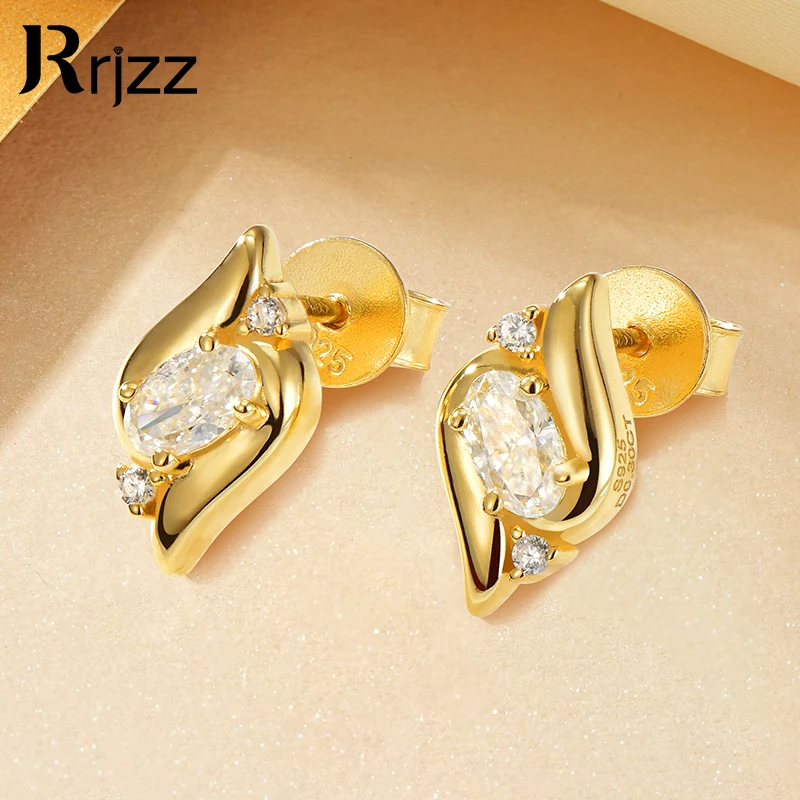 

Rrjzz настоящее серебро 925 пробы сексуальные обтекаемые женские серьги сертифицированные D-цвет 3x5 мм овальной огранки муассанит серьги-гвоздики ювелирные изделия