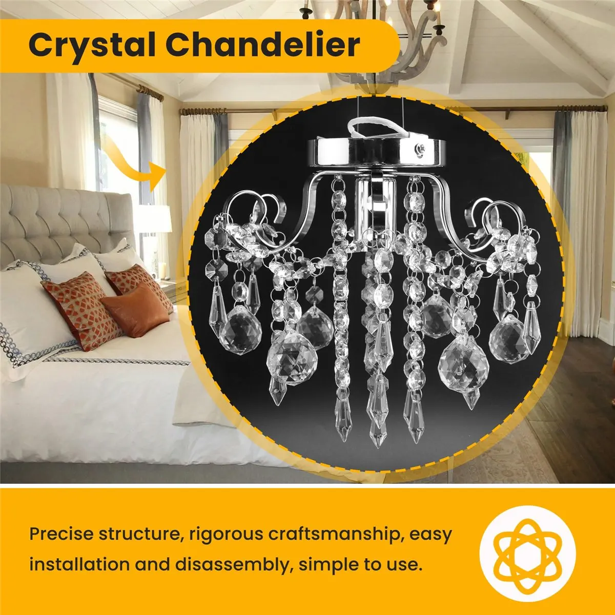 【~ Novo FDDT】Luminária Pendente Estilo Europeu, Lustre Pequeno de Cristal para Teto, Moderno e Minimalista, Iluminação para Varanda, Corredor e Restaurante