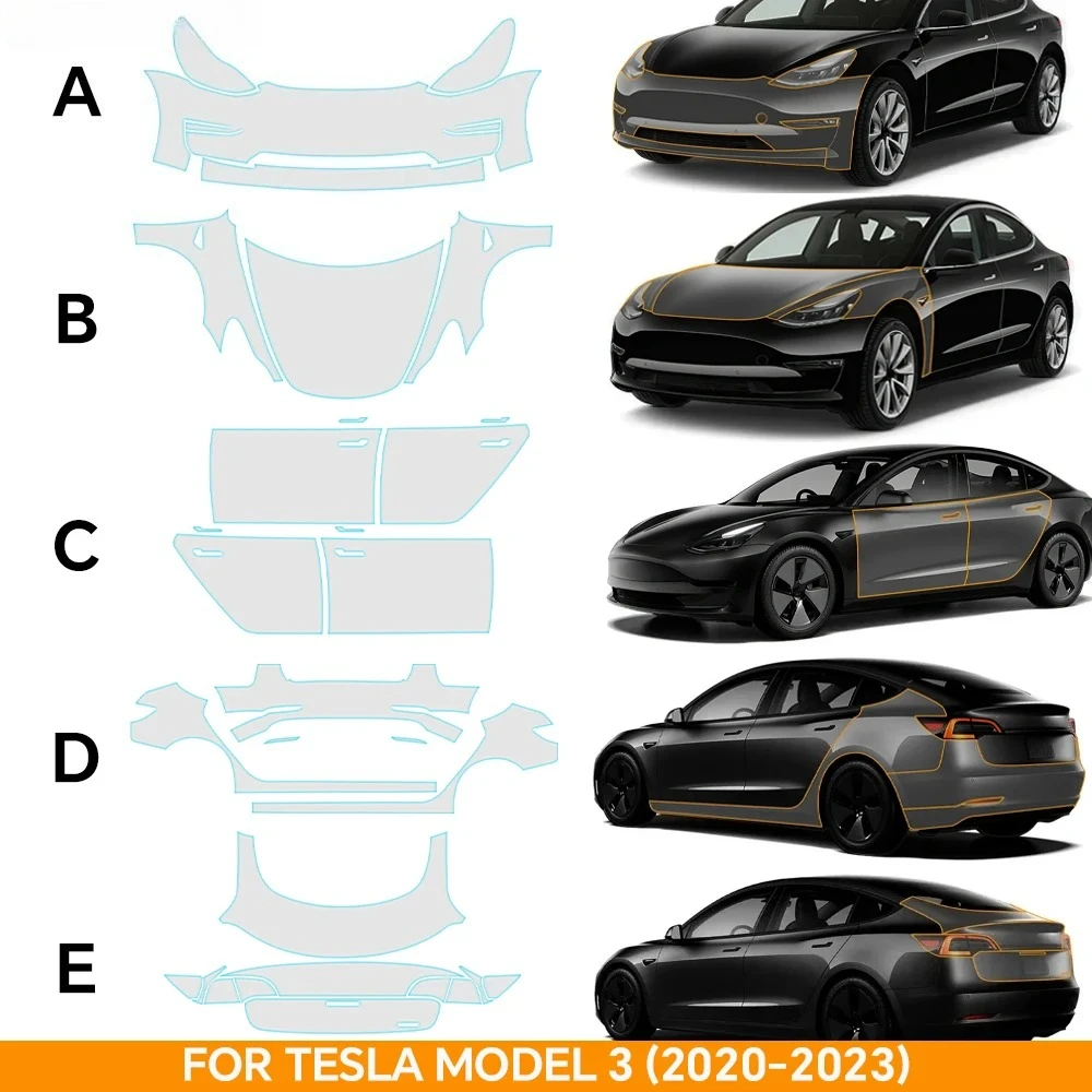 

8.5mil Thick Pre-Cut TPU Clear PPF Kit for Tesla Model 3 2020-2023 Self Healing Scratch Resistant Auto Decal