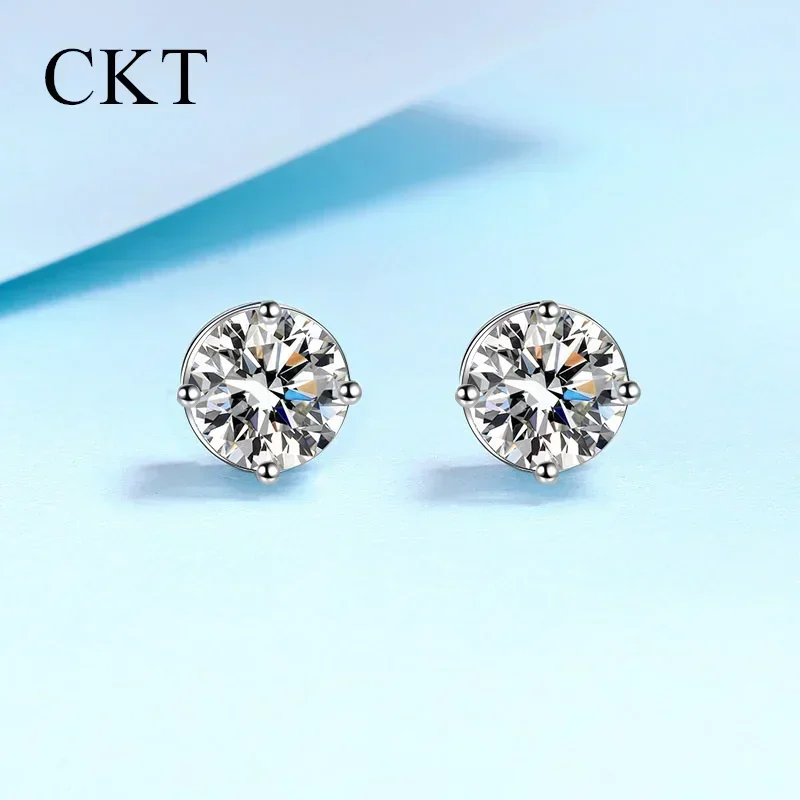 

18K White Gold Four Claws Stud Earrings for Women Platinum Pt950 0.6-4ct Moissanite Diamond Earrings Wedding Fine Jewelry Gift