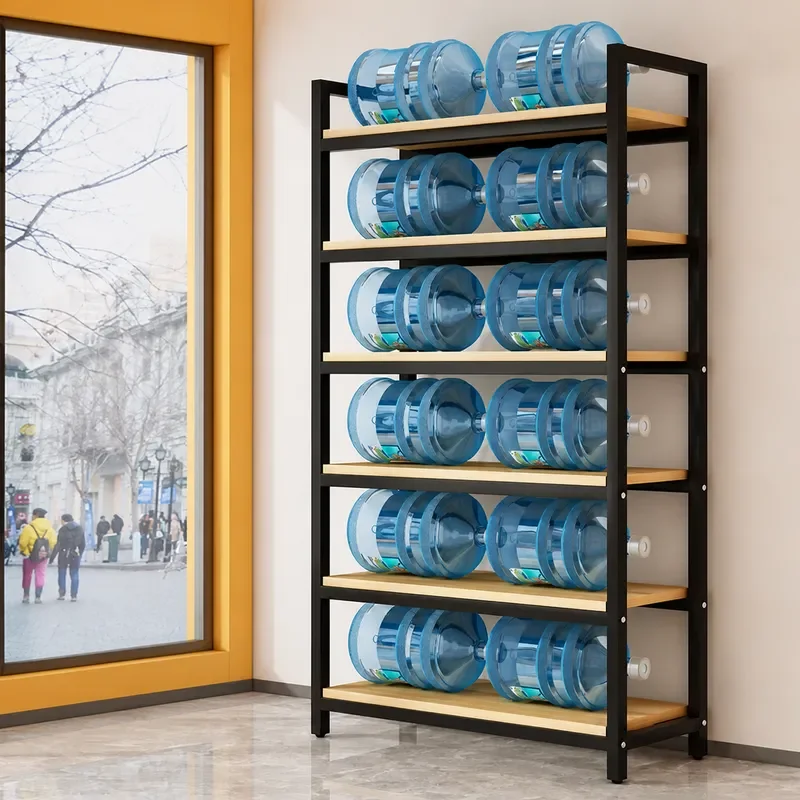 Steel and Wood Multi-layer Display Shelf Bookshelf Storage Rack for Stationery Snack Store Floor Standing Organizer