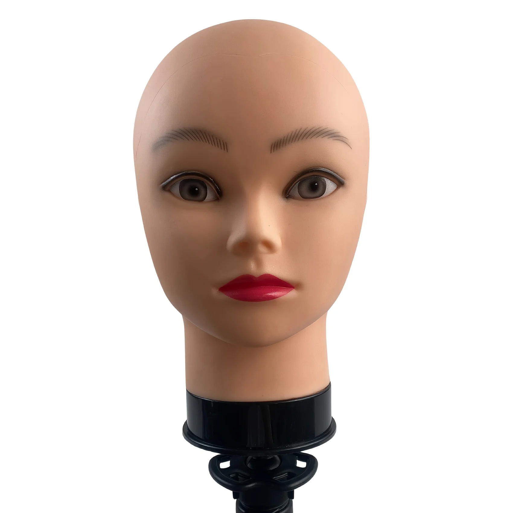 رأس عارضة أزياء أصلع مع حامل للشعر المستعار ونماذج رأس العرض التي تظهر القبعات والخوذات أو النظارات أو الأقنعة #5