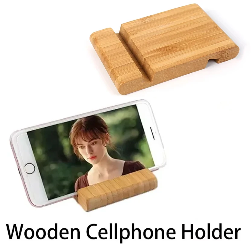 1PC Cell Phone Holder Wooden Cell Phone Holder Wooden Base Cell Phone Tablet Desktop Lazy Bracket For iPhone iPad Laptop Samsung