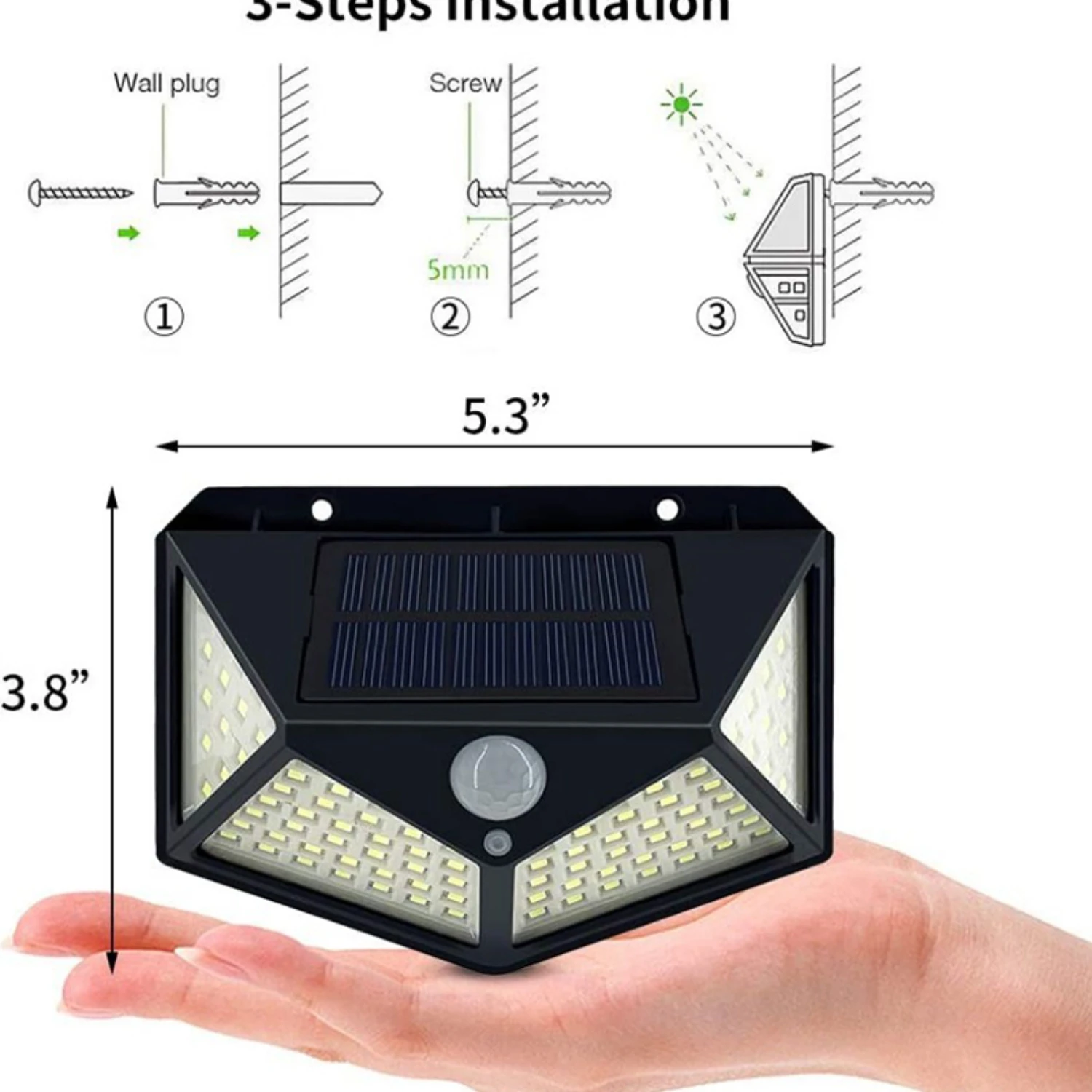 Neue wiederauf ladbare Solar-Garten leuchten für den Außenbereich mit vierseitigem Sensor-helle und langlebige LED-Wand leuchten für die Straßen beleuchtung