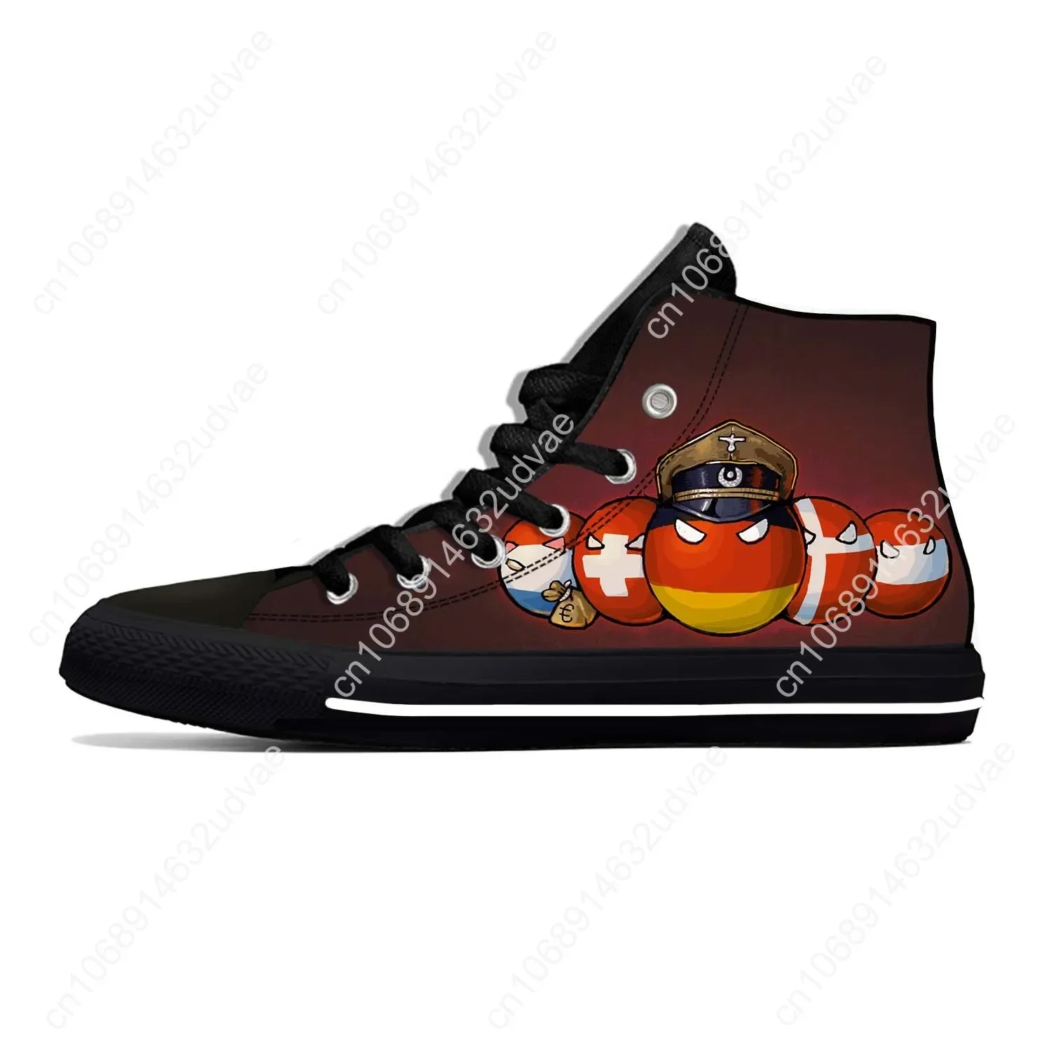 Country balls Poland ball Casual Stoff lustige coole Mode 3D-Druck High Top Canvas Schuhe Männer Frauen leichte atmungsaktive Turnschuhe