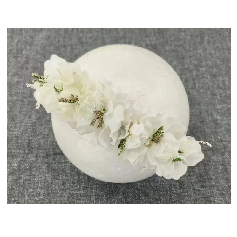 Rekwizyty do sesji noworodkowej Opaska do włosów z kwiatami dla niemowląt Pełnia księżyca Nakrycie głowy do zdjęć niemowlęcych Ręcznie robiona opaska do włosów do studia