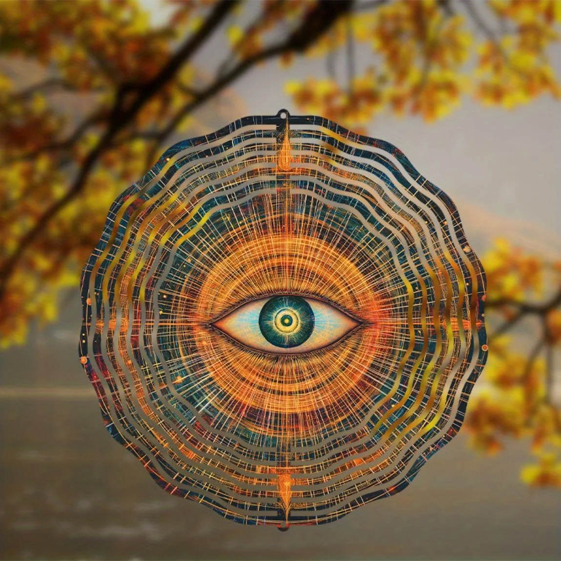 CIFBUY Handmade Wind Chime 360° Rotating Hook Outdoor Garden Patio Decor Eye Pattern Housewarming Gift
