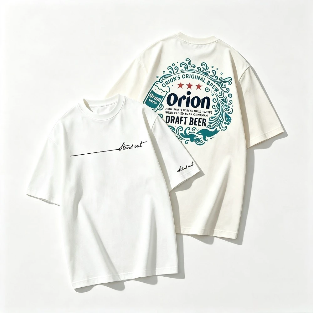 Retro Orion Draft Beer Large Back Graphic Soft Breathable Polyester Crew Neck Tee Vintage Streetwear  Basic TopTrendy Beer
