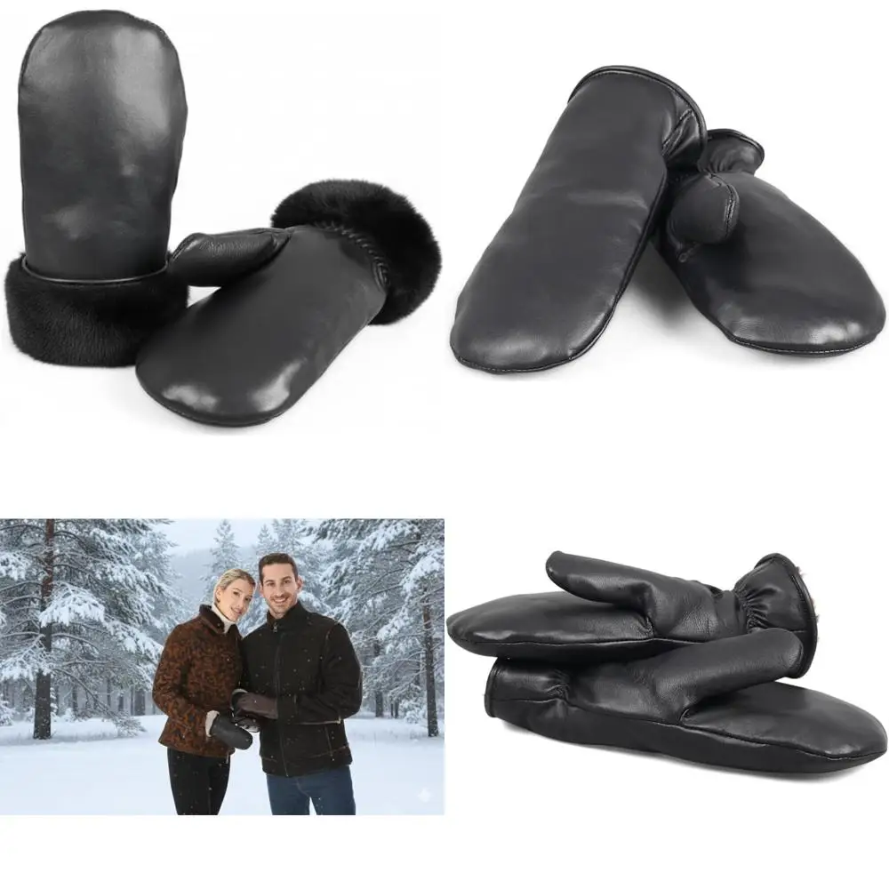 

Waterproof Unisex Sheepskin Mittens with Warm Shearling Lining for Cold Winter Days