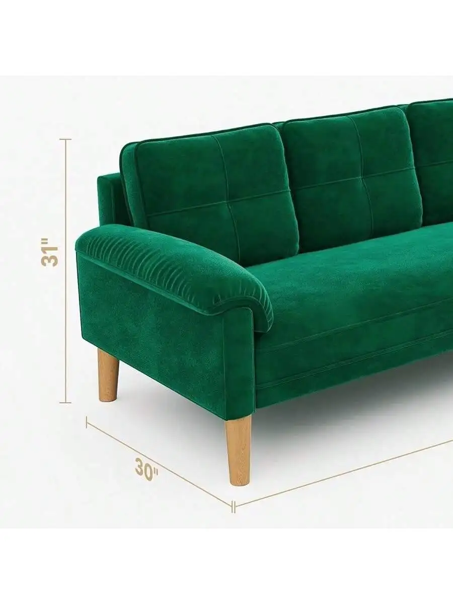 69 Inch Sofa Couch, 3 Seater Couch, Modern Sofa, With Extra Deep Seat And Padded Armrests, Comfy Backrest And Solid Wood Legs